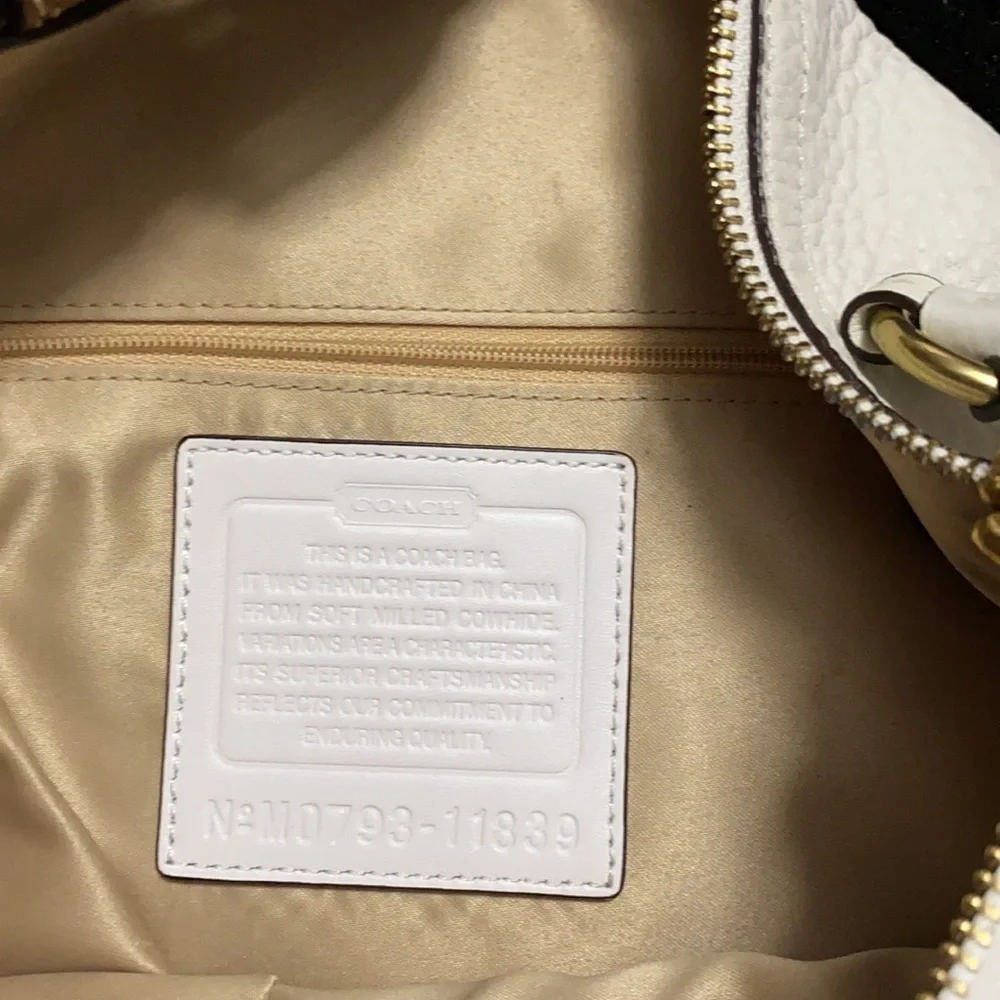 Women’s Cream Leather Hobo Bag with Brown Strap
